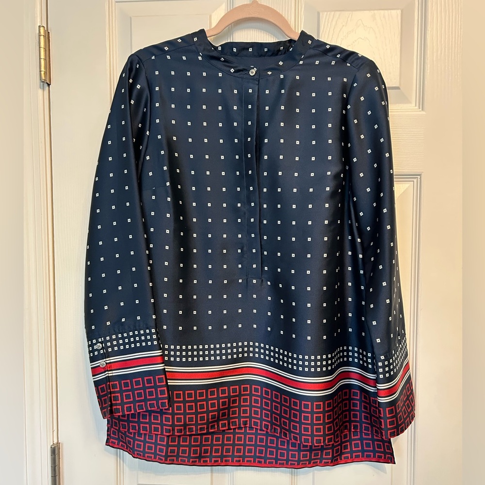 J Crew Drapey button-up tunic in Ratti® geometric twill - Picture 2 of 6